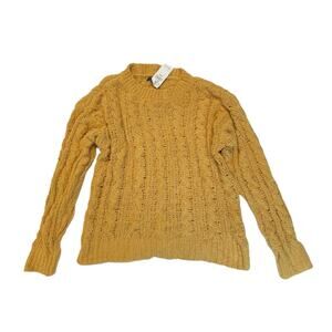 American Eagle Outfitters Mustard Yellow Pullover Cable Knit Sweater Size XS